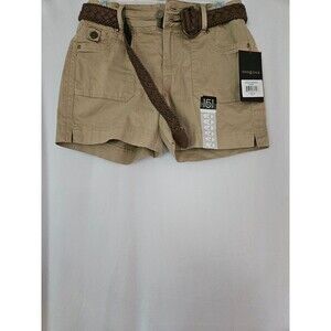 One 5 One Women's Khaki Cotton/Spandex Shorts Brown Woven Belt‎  Size 4